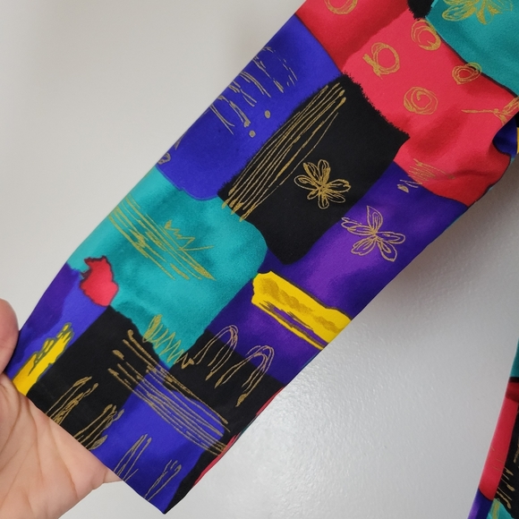 Vintage BEDFORD FAIR LIFESTYLES 90's multicolor abstract artsy geometric blazer - Picture 4 of 10